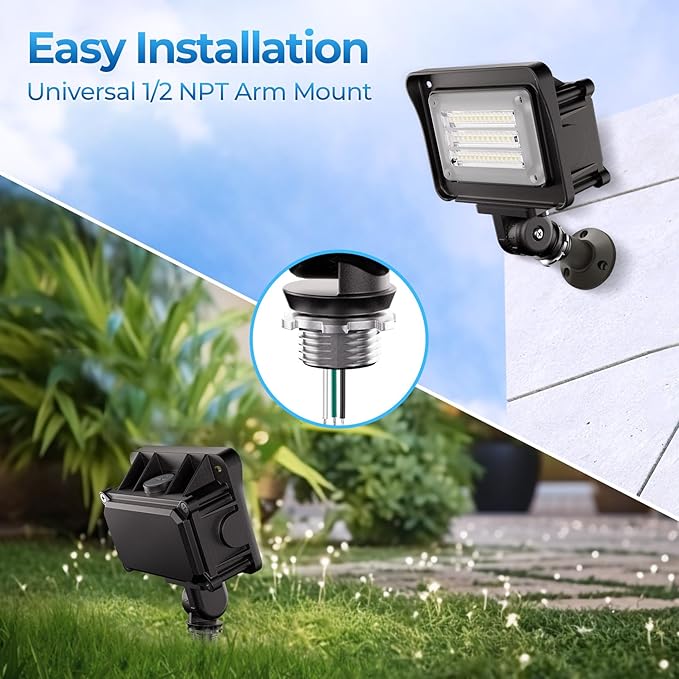 CINOTON 30W LED Flood Lights Outdoor, 4200LM IP65 Waterproof Security Wall Pack Lighting Fixture with 180° Knuckle for Court Porch Patio Garage 5000K Daylight AC 100-277V 1 Pack
