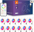 DUSKTEC Smart Recessed Lighting 6 Inch - RGBCW Color Changing LED 13W Can Light Retrofit Recessed Lights 1050 Lumen Dimmable Recess Light Compatible with Alexa & APP Recess Ceiling Lights 12 Pack