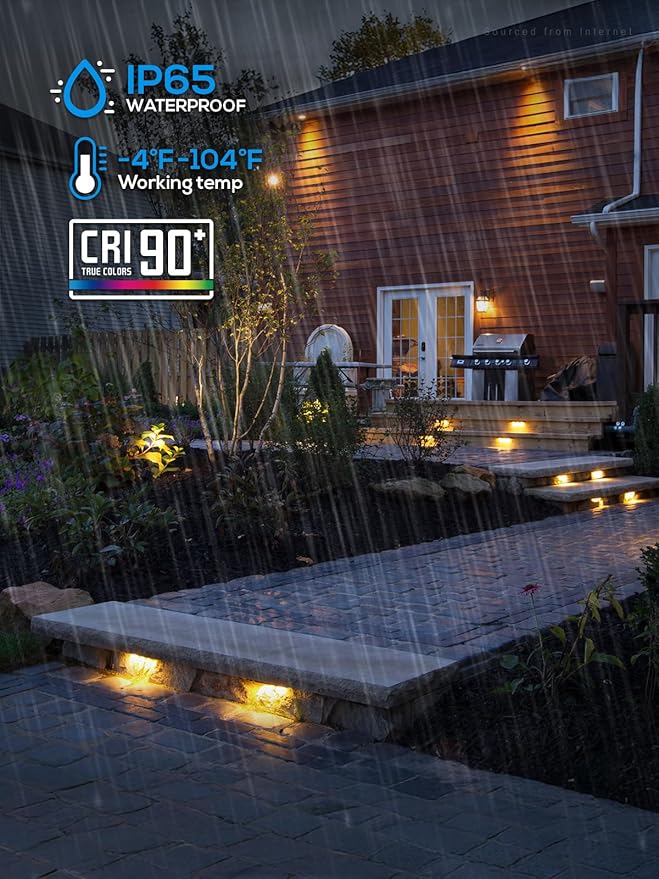 LEONLITE 8-Pack 7 Inch LED Hardscape Lighting, Update Retaining Wall Lights, LED Landscape Lighting, 12-24V AC/DC Paver Light Low Voltage, 3W/4W/5W Dimmable Outdoor Step Lights, 2700K Soft White, ETL