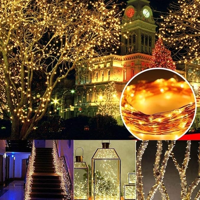 Joomer Fairy String Lights 66FT 200 LEDs Plug in Fairy Lights Indoor Copper Wire String Light DIY for Bedroom, Parties, Wedding, Christmas, Outdoor, Indoor Decoration (Warm White, Non-Connectable)