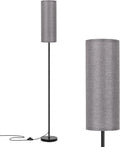 FRIDEKO HOME Grey Shade Floor Lamp, Simple Design with Foot Pedal Switch, Small Tall Lamps for Living Room Bedroom Office, Corner Floor Stand Light with Black Pole Lamp (No Bulb/No Remote)