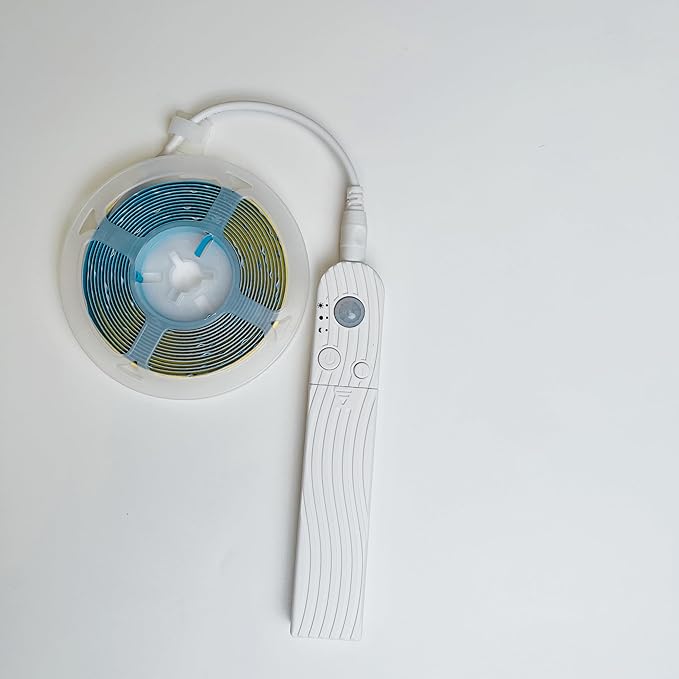 5V Motion Sensor COB LED Strip Lights,Time-Delay and Brightness Adjustable,Two Power Supply Options: Batteries(Not Included) or USB,6.56FT/2M,Warm White 3000K,320LEDs/M,for Kitchen Cabinet