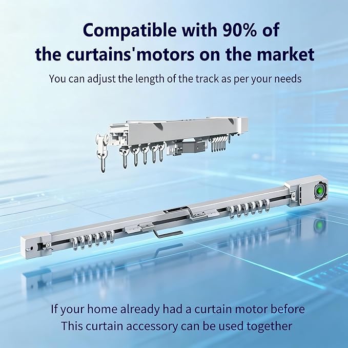 Smart Curtains, Universal Electric Curtain Accessories Installation Kit, Aluminum Alloy Thickened Silent Track 244.1''(6.2m), Including a Complete Set of Accessories, Excluding Curtain Motor