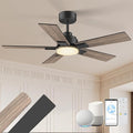 42 Inch Ceiling Fans with Lights,Smart Ceiling Fan with Light and Remote Control,Alexa,APP, Black Indoor Outdoor Ceiling Fans for Small Bedroom,Patio,Porch,5 Blades,Dimmable LED,6 Speed,Quiet DC Motor