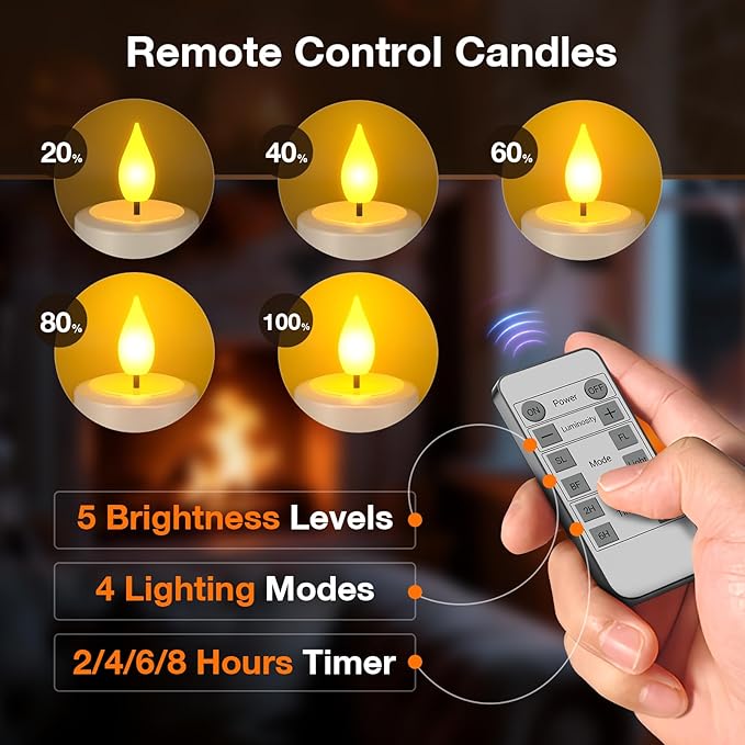 PChero 6 Pack Rechargeable Flameless Candles with Remote Timer, Battery Operated Tea Lights Candles, LED Flickering Tealights Candles for Home Wedding Halloween Fall Christmas Decor