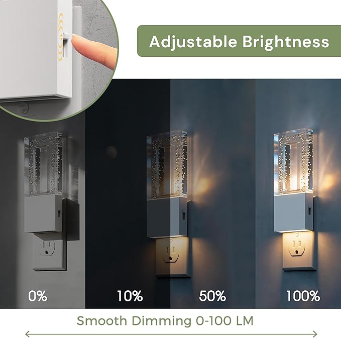 L LOHAS LED Night Light Plug in, 2 Pack Foldable Night Lights Plug into Wall, Portable LED Nightlight with Dusk to Dawn Sensor, Dimmable 0-100LM White Nightlights for Travel, Hotel, Bathroom, Hallway