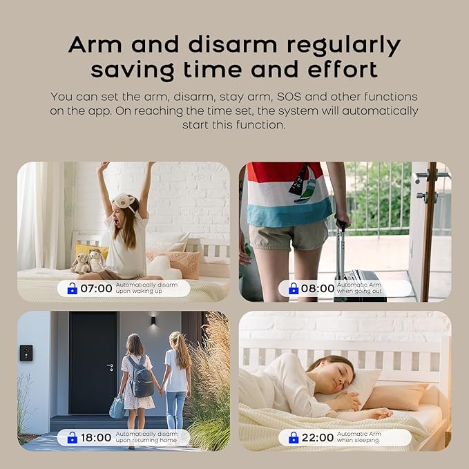 PGST Alarm System,Wireless Home Security Systems with Door Open Alarm Sensors,Motion Sensors,Loud Siren,Remote,Compatible with Alexa&Google for Villa,Apartment,Cabage,No Contract Fee (A108F-US-A)