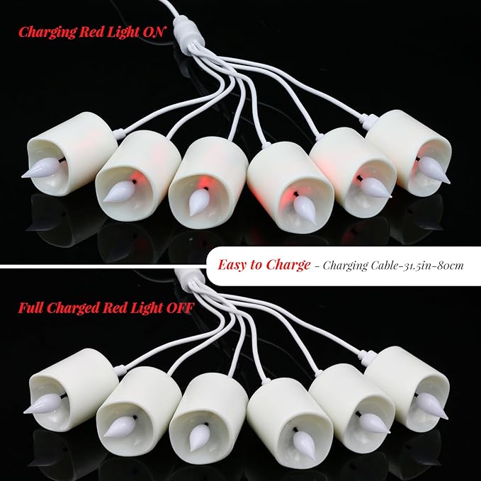 PChero Flameless Candles with Remote Timer, 6 Packs Rechargeable Tea Lights Flickering LED Votive Candles with USB Charging Cable for Christmas Halloween Fall Home Room Decor