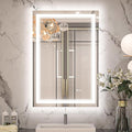 Keonjinn 22" x 32" Lighted Mirrors for Bathroom Wall, Frontlit & Backlit LED Bathroom Mirror, Tempered Glass, 3 Color Lights, Dimmabled, UL-Listed LED Driver, Anti-Fog, Smart Bathroom Vanity Mirror