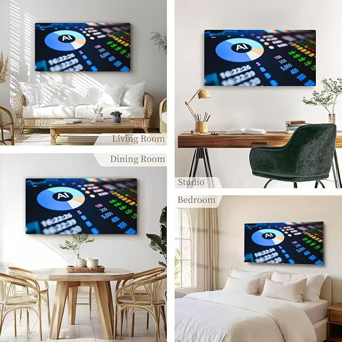 Wibinuki Wall Art Wall Decor Wall Paintings Robotic Fin-tech Ai processing the signal opening or closing the for Living Room Bedroom Bathroom Home Decor Can Be Hung Directly 20"x 40"