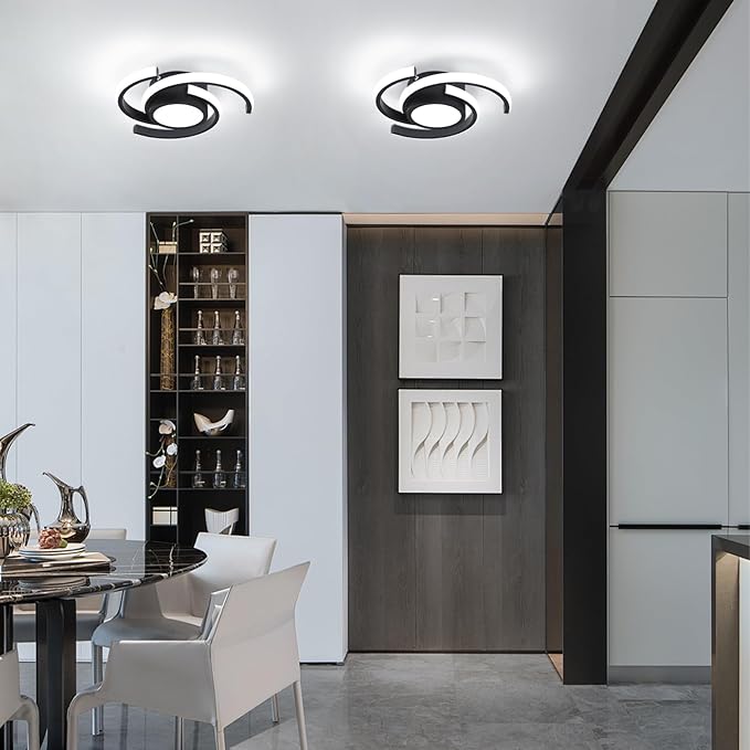 ADISUN LED Modern Ceiling Light,6000K Semi Flush Mount Ceiling Light Fixture,Unique Ceiling Lamp for Living Room Bedroom Corridor Aisle Hallway, 2 Pack