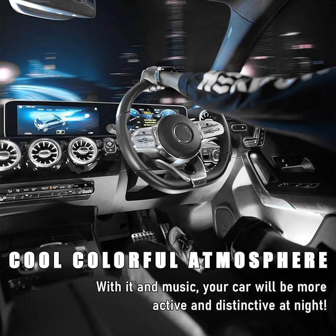 Car Interior LED Strip Light, 12V 24 LED Waterproof Neon Ambient Night Light with USB Port, Automotive Atmosphere Decorative Under Dash Lighting Kit, Car Accessories (White)