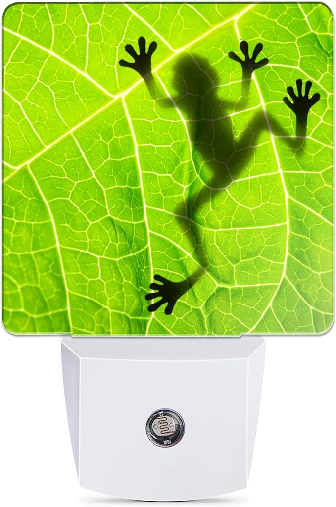 Frog Night Light，Green Leaf Night Lights Plug into Wall Decor for Bedroom,Bathroom, Hallway,Kitchen, Dusk to Dawn Sensor Nightlights for Boys Girls Women Men Room Gifts