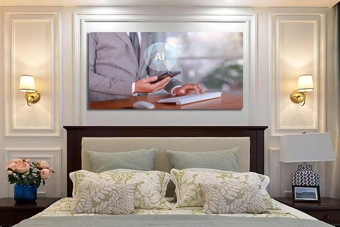 Wibinuki Wall Art Wall Decor Wall Paintings Businessman Leveraging AI Enhanced Office Productivity and for Living Room Bedroom Bathroom Home Decor Can Be Hung Directly 20"x 40"