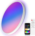 Smart LED Ceiling Light 12" Flush Mount with Remote - RGB Color Changing + Adjustable White 2700K-6500K - Alexa Google Home Compatible - Music Sync - IP44 Waterproof for Bedroom Bathroom - 30W 2200LM
