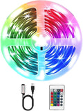 LED Strip Lights 16.4ft LED Lights for Bedroom,TV Backlight, Party,Gaming Room, Home Decoration,with Remote,USB Powered Plug & Play RGB Light Strip