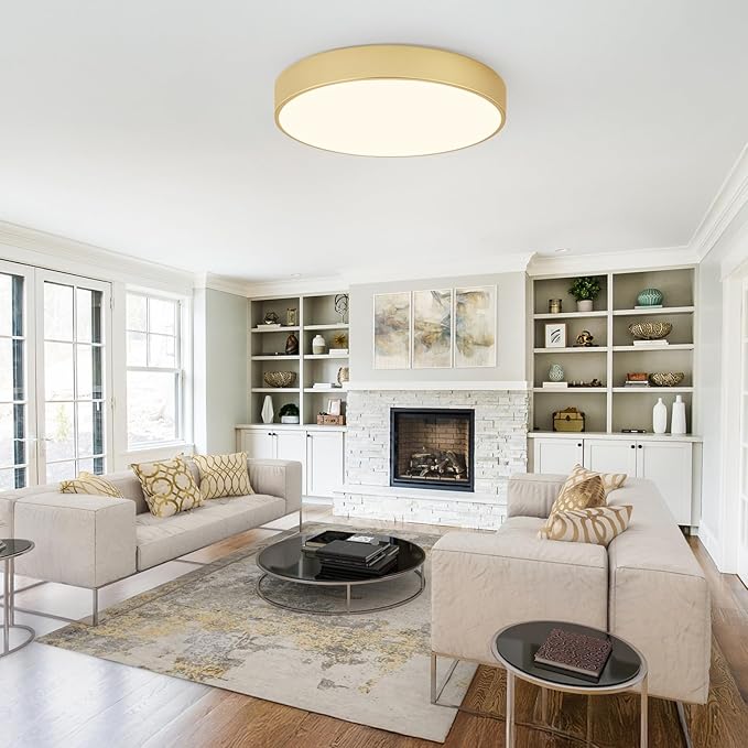 18.1 inch Large Flush Mount Dimmable LED Ceiling Light, 5CCT Modern Round Close to Ceiling Lighting Fixtures, Minimalist Gold Ceiling Lamp for Bedroom, Living Room
