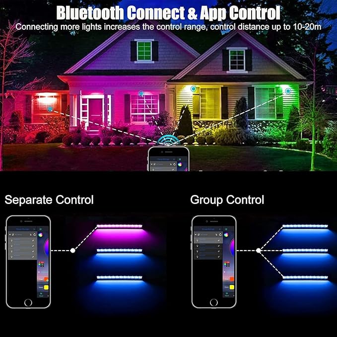 2 Pack 50W 96 LED RGB Light Bars Waterproof IP66 Smart APP/Remote Control Wall Washer Lights DIY 16 Millions Colors LED Light Bars for Room Stage Lighting Garden Outdoor Indoor