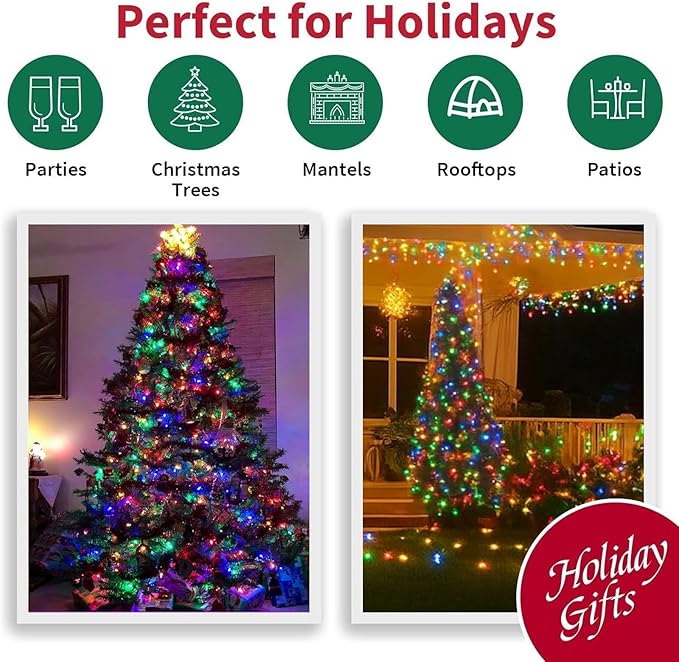 99ft Christmas Decorative Mini Lights, 300 LED Transparent Wire Fairy Starry String Light Plug in, 16Lighting Modes for Indoor Outdoor Xmas Tree Wedding Party Decoration (Warm White and Multicolor)
