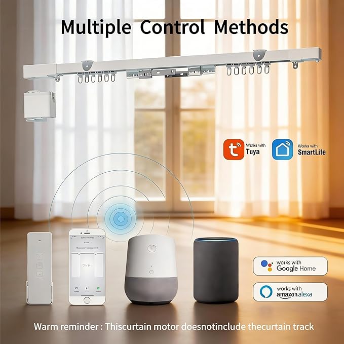 Mini Zigbee Motor with Plug for Smart Curtain Track System, Motorized Curtains with Remote Control, Compatible with Alexa,Google and Siri