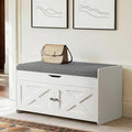Amada Shoe Storage Bench with Cushioned Seat, 31.5" Small Entryway Bench with Lift Top Storage, Adjustable Shelves, 300 lb Capacity Shoe Bench for Entryway, Bedroom, Living Room, Classic White