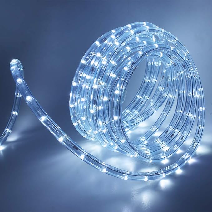1/2" Rope Lights, 164ft 2-Wire Waterproof LED Rope Light Kit, 110V-120V PVC 30 LED/M Tube Lights Strip for Background, Outdoor, Christmas, Home Decoration(White)