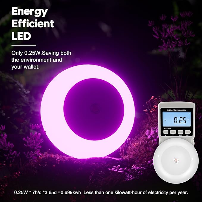 Night Light, Night Lights Plug into Wall, Dusk to Dawn Sensor, Pink Led Night Light 0.5W, 2 Pack Nightlight for Adults, Bedroom, Bathroom, Hallway, Kitchen
