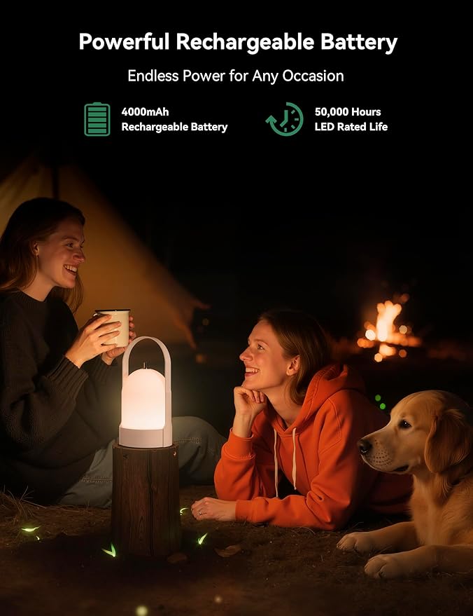 Tubicen Portable LED Lantern Table Lamp Battery Operated Rechargeable Cordless Lamp for Table 4-Level Touch Dimmable Night Light for Camping Bedroom Dining Room Balcony Restaurant
