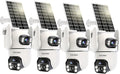 Security Cameras Wireless Outdoor with Dual Lens,Solar Cameras for Home Security with 360° View Pan/Tilt,Night Vision,Waterproof,PIR Alarm,2-Way Audio,SD/Cloud Storage,No Month Fee,2.4GHz WiFi(4 Pack)