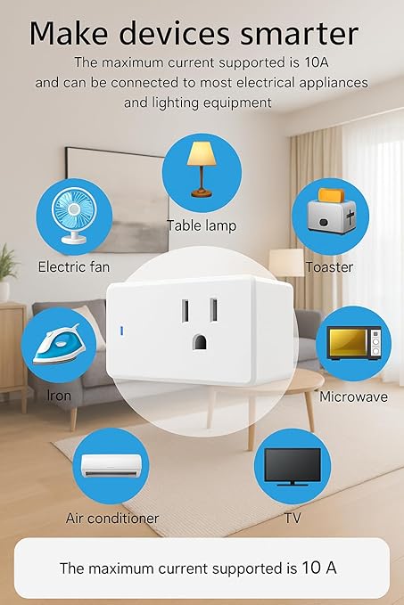 Compact Smart Plug, Works with Alexa & Google Assistant, Smart Life App & Voice Control, Energy Monitoring, Timer Scheduling, No Hub Required, App Remote Control, 2.4 GHz WiFi Outlet, 2-Pack