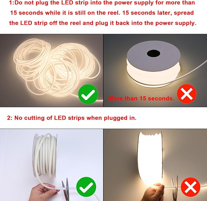 AC 110V COB LED Strip Lights 98.4ft, 4000K Natural White LED Rope Light Outdoor Waterproof, 10W/M CRI 90+ Flexible Cuttable, for Bedroom, Living Room, Garden, Commercial, House