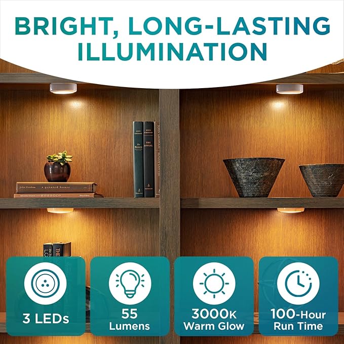 Brilliant Evolution Wireless LED Puck Light | Works with Remote Control | Under Cabinet, Closet Light | Battery Powered | Under Counter Lighting (Pack of 1)