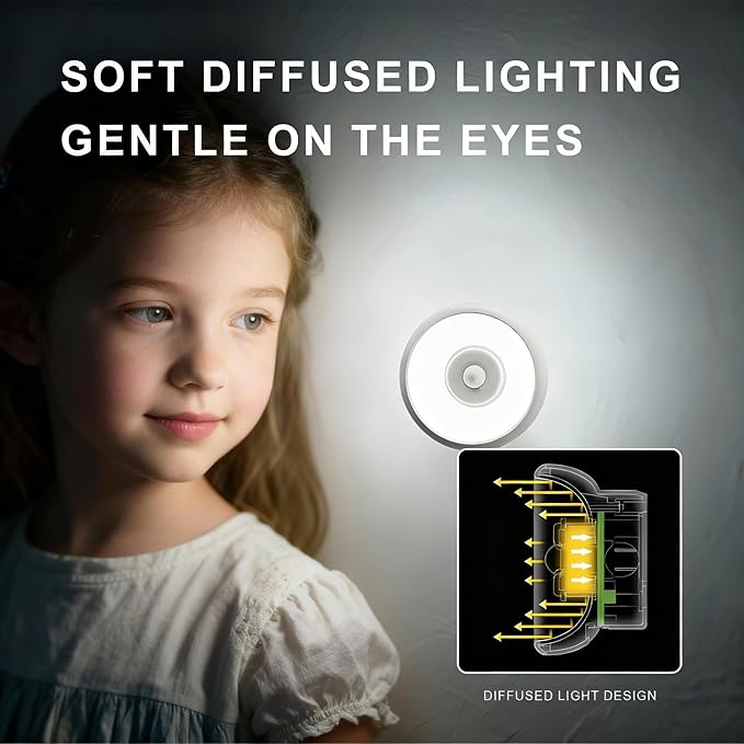 2 Pack Rechargeable Motion Sensor Light Indoor, Wireless Under Cabinet Lighting LED Lights for Bedroom/Bathroom/Kitchen/Stairs Home Decor (White Light)