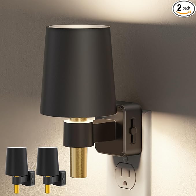 Briignite Night Light, Dimmable Night Lights Plug into Wall [2 Pack], Dusk to Dawn Sensor, Daylight White 5000K, 0-100LM, Plug in NightLight, Vintage Night Light for Hallway Bedroom Stairway