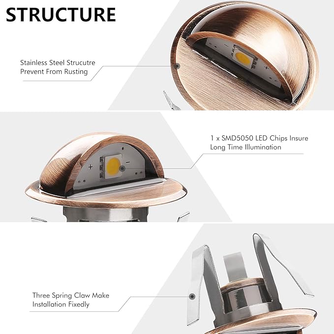 LED Stair Light Low Voltage Waterproof IP65 Outdoor F1.38 Wood Multicolored RGB Recessed LED Deck Lighting Yard Garden Patio Step Landscape Pathway Decor Lamp, Bronze(30pcs, RGB)