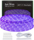 BlackLights LED Rope Strip Lights, 110V Outdoor Black Lights Kit, Waterproof 432LEDs 40FT Flexible Purple Rope Light for Birthday Halloween Stage Fluorescent Dance Party Home Decoration