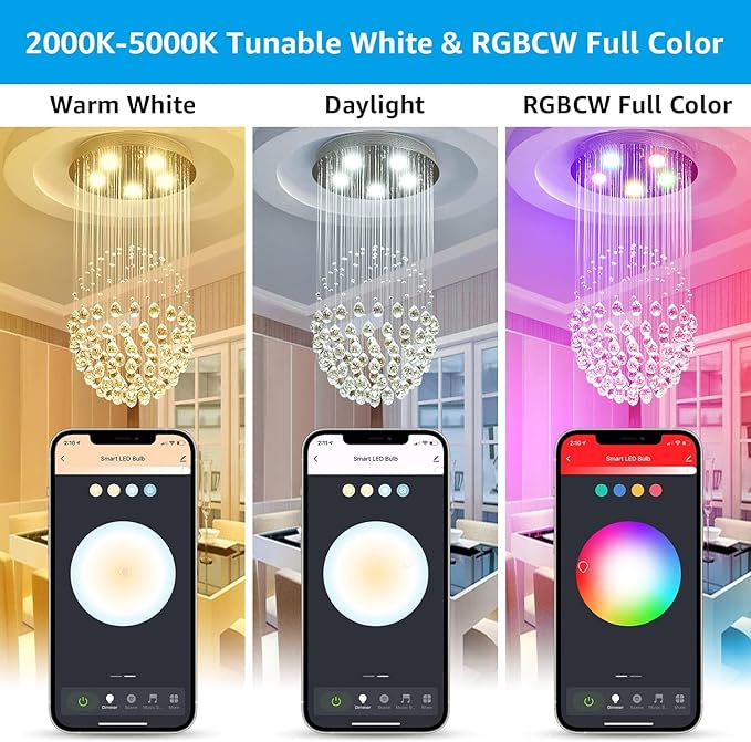 TORCHSTAR GU10 WiFi Smart Spotlight Bulbs, 2000K-5000K RGB LED Color Changing Light, Compatible with Alexa Google Home & Smart Life, 5W 40W Equivalent, Dimmable, No Hub Required