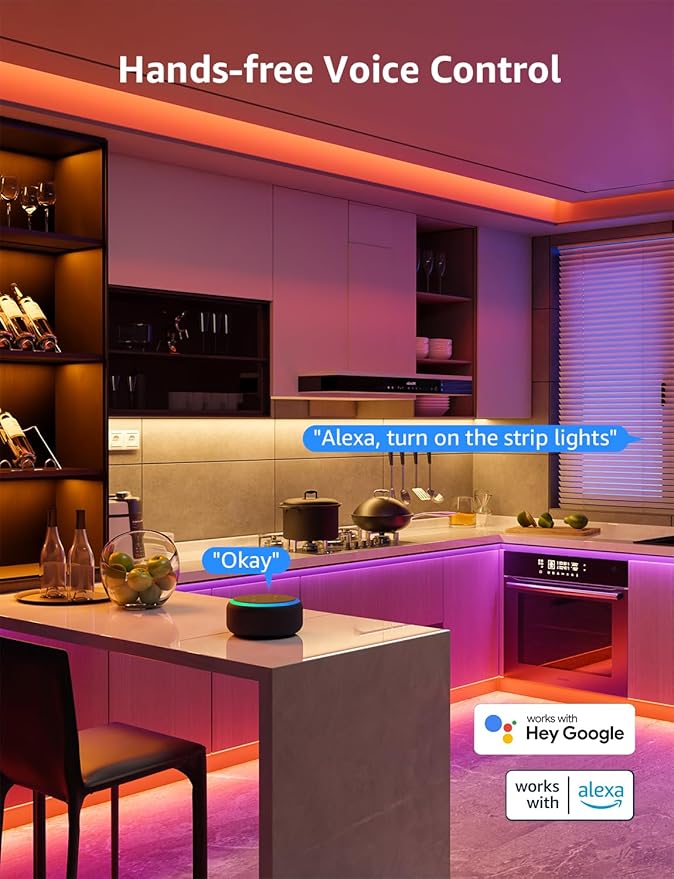 Lepro SE1 AI Smart LED Strip Lights - 16.4ft RGB Color Changing Light Strips with APP Control, AI Generated Lighting, Music Sync, 2.4GHz Wi-Fi & Bluetooth LED Lights for Home Decor (No Remote)