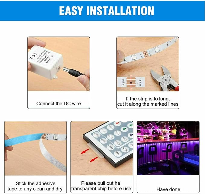 32FT Flexible 3528 RGB LED SMD Strip Light Remote Fairy Lights Room TV Party Bar (3528 32.8FT Full KIT)