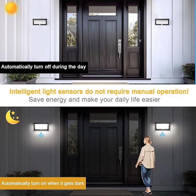 18W Motion Sensor Outdoor Lights Wired, IP65 Aluminum LED Outdoor Motion Sensor Light Indoor,Motion Lights for Outside Dusk to Dawn Outside Lighting Fixtures 110V