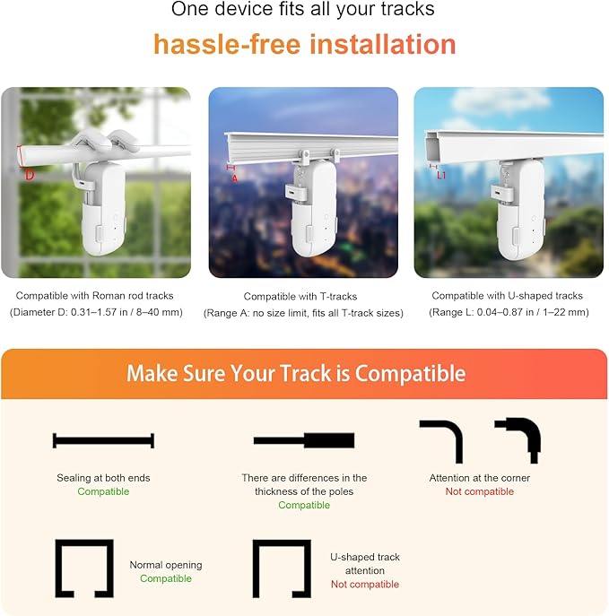 Automatic Curtain Opener with Remote, Compatible with Alexa and Google Home, Smart with Remote for Roman/U/T Rails, Bluetooth Curtain Opener with App/Timer, Gifts for Women and Men