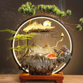 LED Halo Reflux I, Ceramic Zen Ornament with Rain Curtain Flowing Water Waterfall I Sitting, Suitable for Home Office Yoga Meditation Use