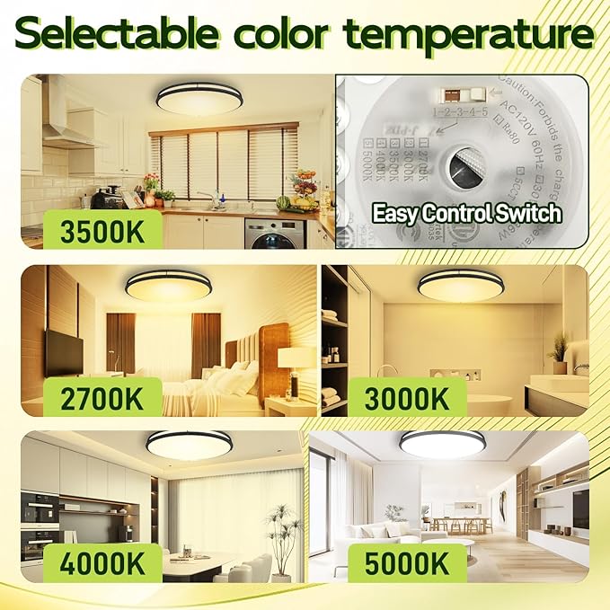 hykolity 32 Inch Oval LED Ceiling Light, 60W, 4000LM, 2700K/3000K/3500K/4000K/5000K Adjustable, Oil Rubbed Bronze Finish Dimmable Flushmount Ceiling Light for Bedroom, Living Room