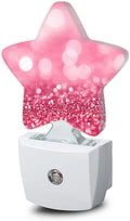 Pink Red Glittering Dusk to Dawn Star Night Light,Abstract Christmas Smart Sensor Nightlight for Bedroom Kitchen Hallway Stairs,Plug-in Energy Efficient Decor Desk Lamp Women Men Gifts