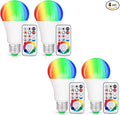 SUNNEST LED Light Bulbs, 4 Pack Dimmable E26 LED Light Bulb, 10W RGBW Color Changing Light Bulb with Remote Control, Decorative Lights, Mood Light Bulb, Great for Home Decor, Stage, Party and More