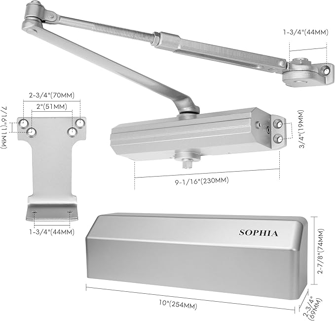 Sophia Commercial Door Closer with Hold Open DK4000, Silver