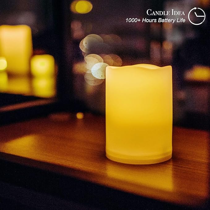 2 PCS 3" x4" Waterproof Outdoor Battery Operated Flameless LED Pillar Candles with Timer Flickering Plastic Resin Electric Decorative Light for Lantern Patio Garden Home Decor Party Wedding Decoration