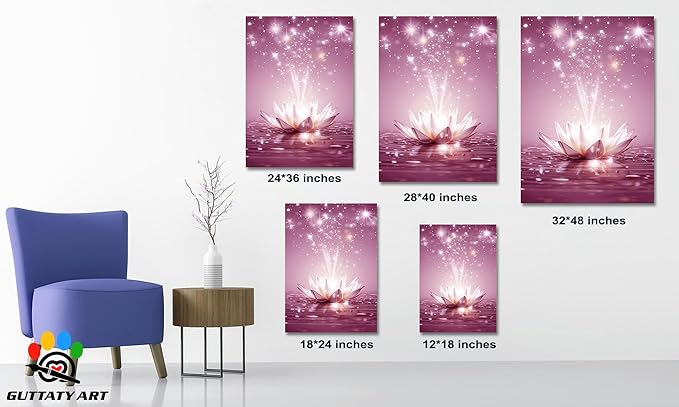 Zen Lotus Floral Pictures Wall Art, Water Lily Bloom Picture, Lotus Flower Canvas Art Print, Calm Relax Poster, Spiritual Zen Flower Print for Zen Office Decor Meditation Poster12x18 inch