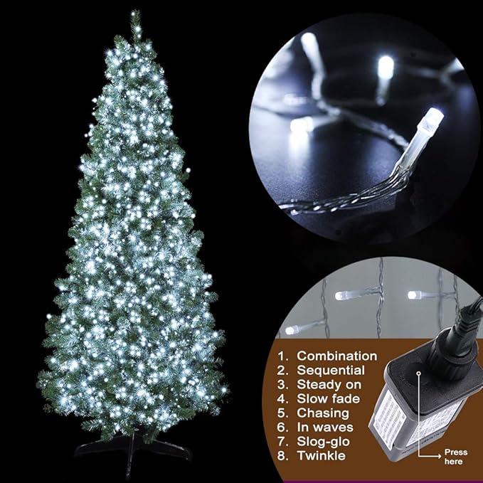 String Lights Indoor Bedroom, 98FT 200 LED Fairy String Lights Outdoor Waterproof, 8 Modes Memory Twinkle Christmas Light Plug in for Classroom Dorm Patio Tree Garden Decor (Cool White)