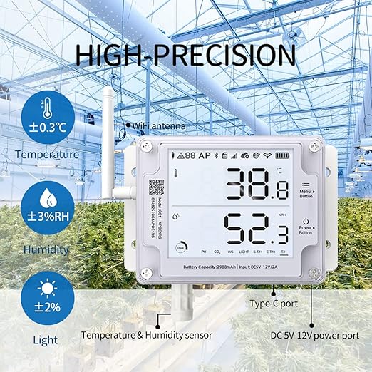 UbiBot GS1-A Smart WiFi Thermometer Hygrometer, IP65 Temperature & Humidity Data Logger, Device Sharing, Scheduled Reports, Multiple Alerts, Local Deployment, Alexa/IFTTT (2.4GHz WiFi)